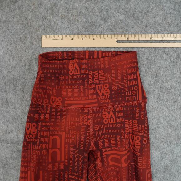 Lululemon Leggings Womens 2 Wunder Train Contour Fit High Rise Logo Red 25" - Picture 2 of 9
